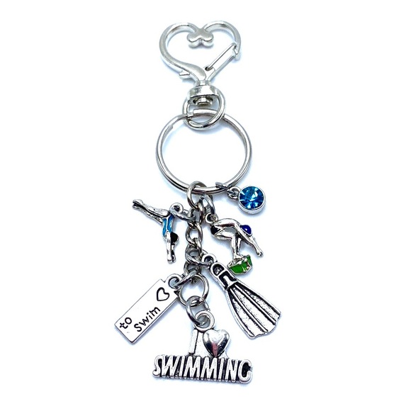 Swimming Keychain Bag Charm Swimmer May Be Personalized - Picture 6 of 8